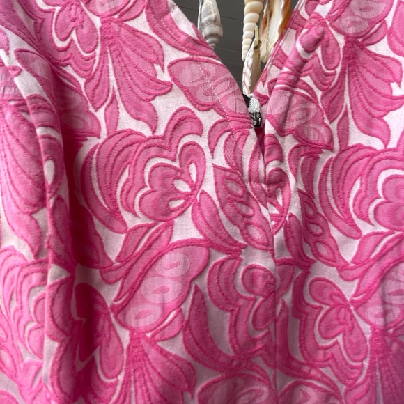 EUC Maeve Anthropologie Pink Size 12 Sleeveless Jacquard V-Neck A-Line Dress - Picture 3 of 7